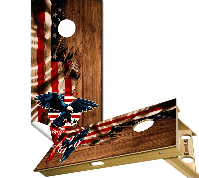2 Cornhole Board Vinyl Wrap Decals Flying Eagle Set of Etsy