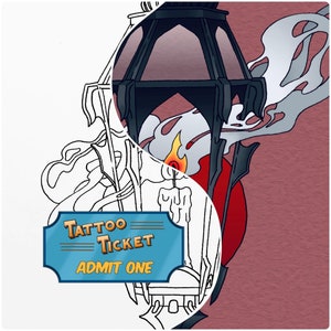 Tattoo Ticket - Single Use Flash - Spooky Smoke Lantern Digital