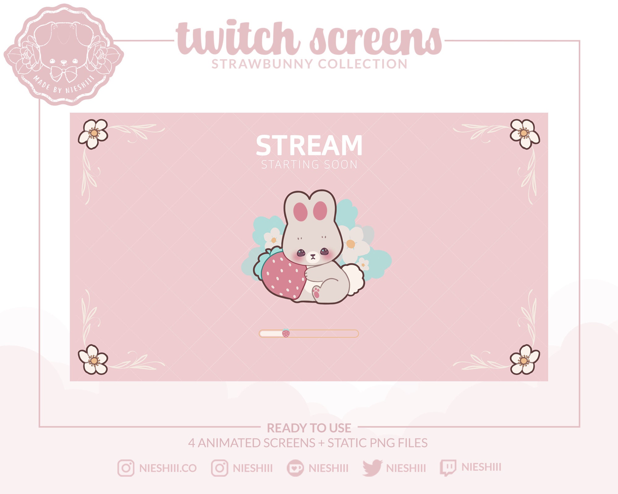 ANIMATED Strawbunny Twitch Screens / Starting Soon / Kawaii - Etsy ANIMATED Strawbunny Twitch Screens / Starting Soon / Kawaii - Etsy