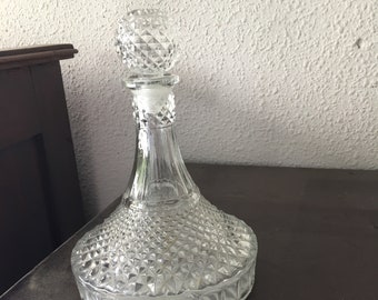 Antique, Vintage, Beverage, Wine Serving Cut Crystal Carafe in Baccarat Cut, Piccadilly Model, Art Deco