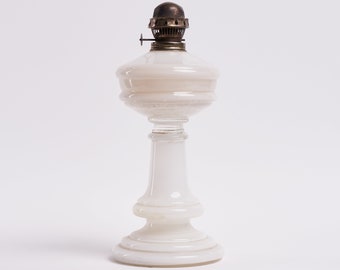 Antique Opaline Table Oil Lamp