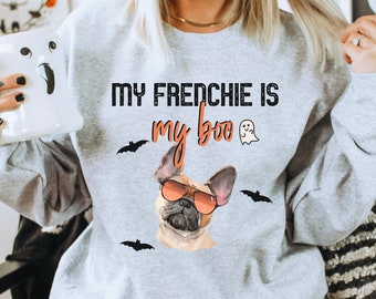 Frenchie Halloween Sweatshirt| Frenchie Mom Gift| Fall French Bulldog Shirt| Halloween Frenchie Mom Outfit| Frenchie Lover| Halloween dogmom