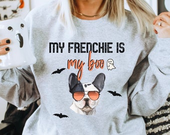 Frenchie Halloween Sweatshirt| Black and white French bulldog| Fall Frenchie Shirt| Frenchie mom| Halloween Frenchie outfit| Frenchie Gifts