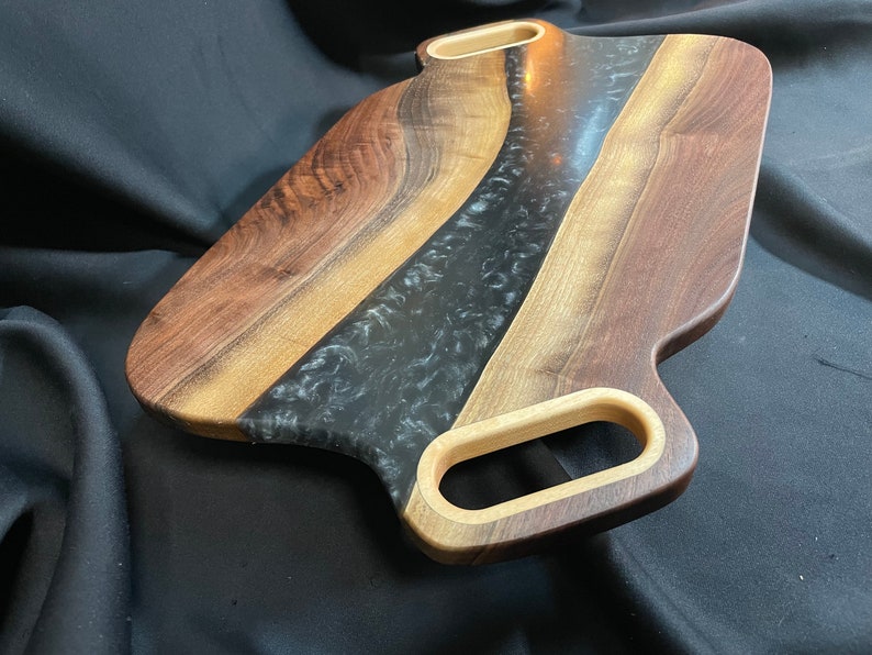 Black Resin River Charcuterie Board, 100% Locally Sourced Materials, Handmade MUST HAVE ITEM - Etsy