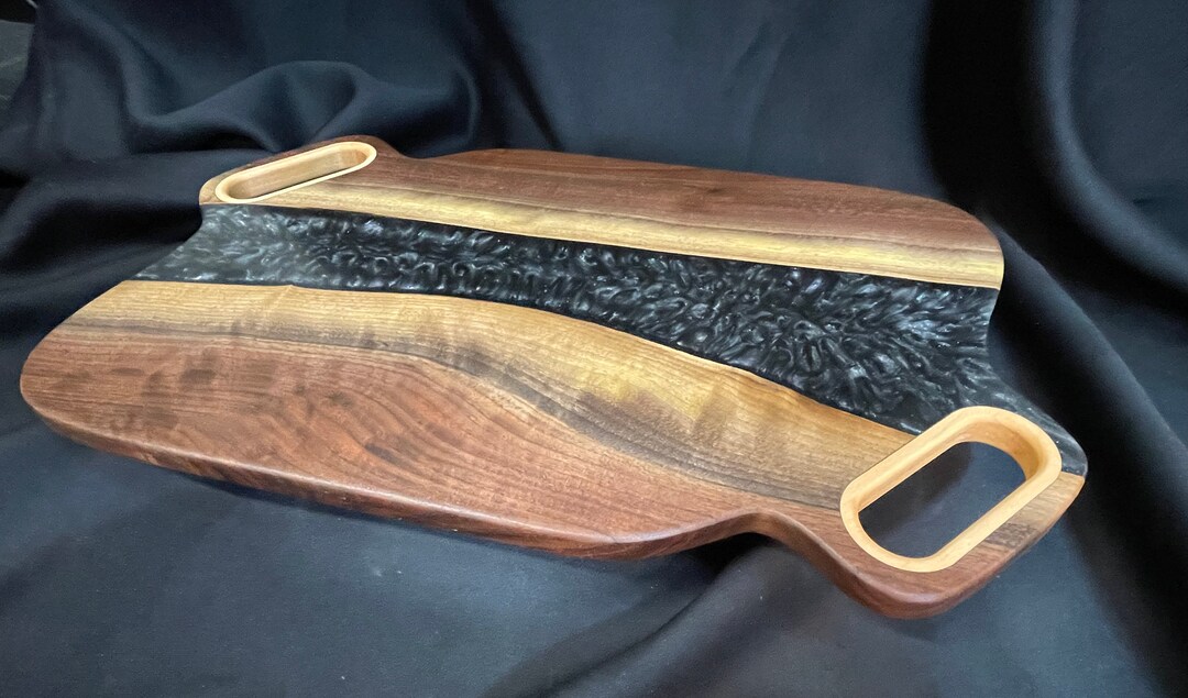 Black Resin River Charcuterie Board, 100% Locally Sourced Materials, Handmade MUST HAVE ITEM - Etsy