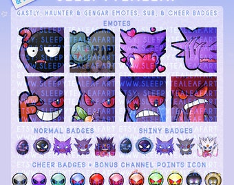 Gastly, Haunter & Gengar Twitch Emotes/Badges
