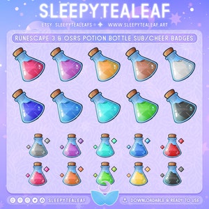 Runescape 3 & OSRS Potion Bottle Sub/Cheer Badges