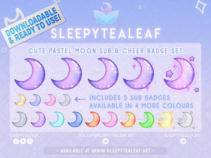 Pastel Moon Twitch Sub & Cheer Badges