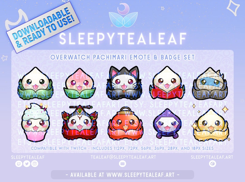 Overwatch Pachimari Twitch Emotes & Badges