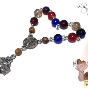 Tiny glass like and olivewood beads Finger rosary decade chaplet pocket Rosary