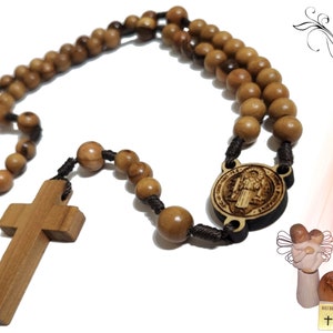 Katholiek olijfhout rozenkrans Sint-Benedictus