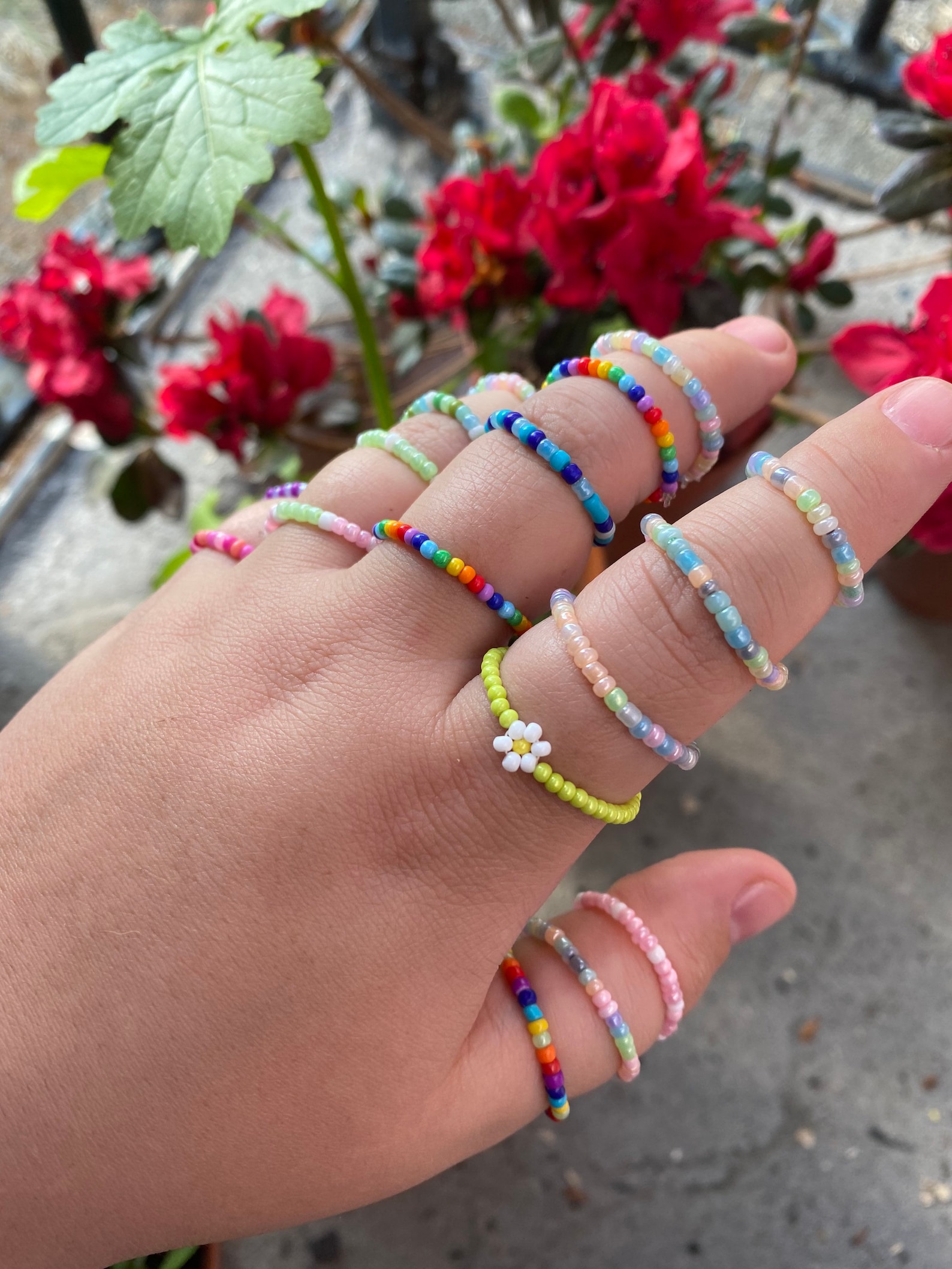 Handmade custom glass seed bead rings | Etsy