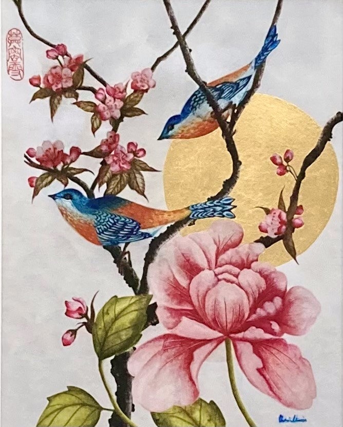 Rosemary Bird作 アボリジニアート Bird on a Cherry Tree | Hiroshige III | Ronin Gallery