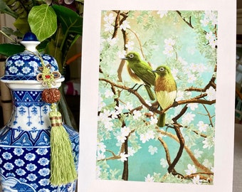 Impression d'art chinoiseries/Art mural chinoiseries/Peinture chinoiserie/Oiseaux d'art mural/Photo d'impression d'oiseaux/Oeuvre d'art originale/Cadeau pour la fête des Mères