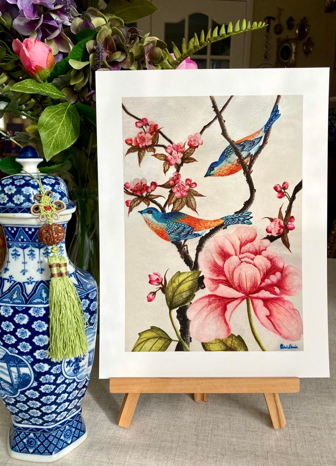 Chinoiserie Art Print/chinoiserie Wall Art/chinoiserie Painting/floral