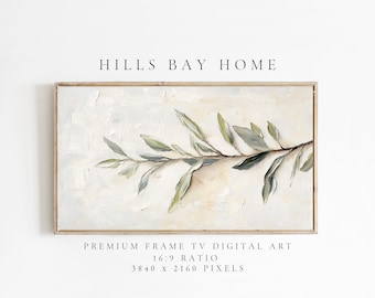Olive Branch Frame Tv Art, Digital Download Art for Frame Tv, Spring Tv Art, Floral Tv Art, Painting Frame Tv Art, Instant Download