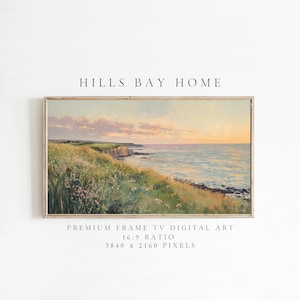 Coastal Sunset Frame Tv Art, Digital Download Art for Frame Tv, Ocean Tv Art, Coastal Tv Art, Oil Painting Frame Tv Art, Instant Download