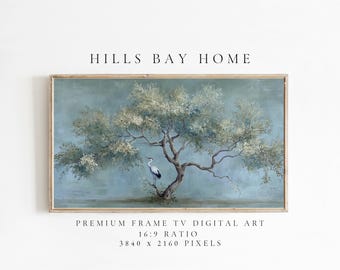 Chinoiserie Frame Tv Art, Art for Frame Tv, Crane Tv Art, Moody Frame Tv Art, Oil Painting Frame Tv Art, Oriental Frame Tv Art