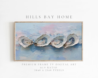 Oyster Frame Tv Art, Digital Download Art for Frame Tv, Coastal Tv Art, Beach Tv Art, Painting Frame Tv Art