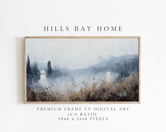 Graveyard Ghost Frame Tv Art, Digital Download Art for Frame Tv, Fall Tv Art, Halloween Tv Art, Painting Frame Tv Art, Spooky Tv Art
