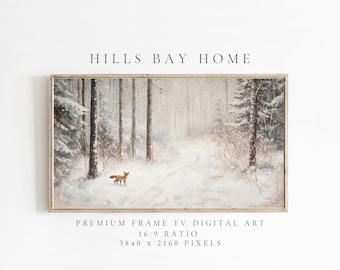 Winter Fox Tv Art, Digital Download Art for Frame Tv, Snow Tv Art, Wilderness Tv Art, Oil Painting Frame Tv Art, Instant Download