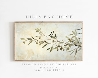 Olive Branch Frame Tv Art, Digital Download Art for Frame Tv, Spring Tv Art, Floral Tv Art, Oil Painting Frame Tv Art, Instant Download