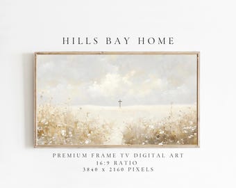 Cross Frame Tv Art, Digital Download Art for Frame Tv, Meadow Tv Art, Spring Tv Art, Easter Frame Tv Art, Instant Download, Religious Tv Art