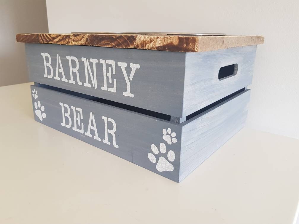Raised Dog Bowl Storage Stand Box Personalised Feeding Station Etsy