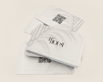 Horizontal Minimalist Business Card Template Canva With QR Code For Online Stores, Websites, Portfolios | Instant Download