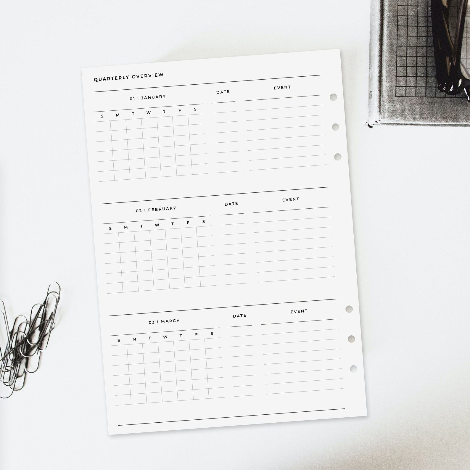 A5 Inserts Quarterly Overview 4 Pages L Printable Yearly Etsy