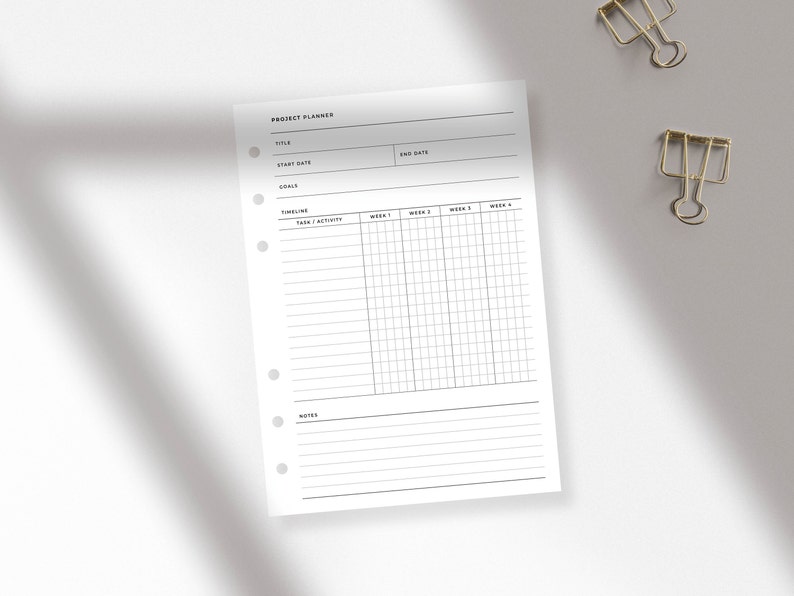 A6 Inserts: Printable Project Planner I Project Schedule - Etsy