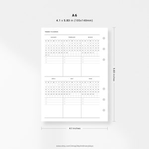 Jahreskalender 2022 Printable A6 2 Seiten l Jahresübersicht | Etsy