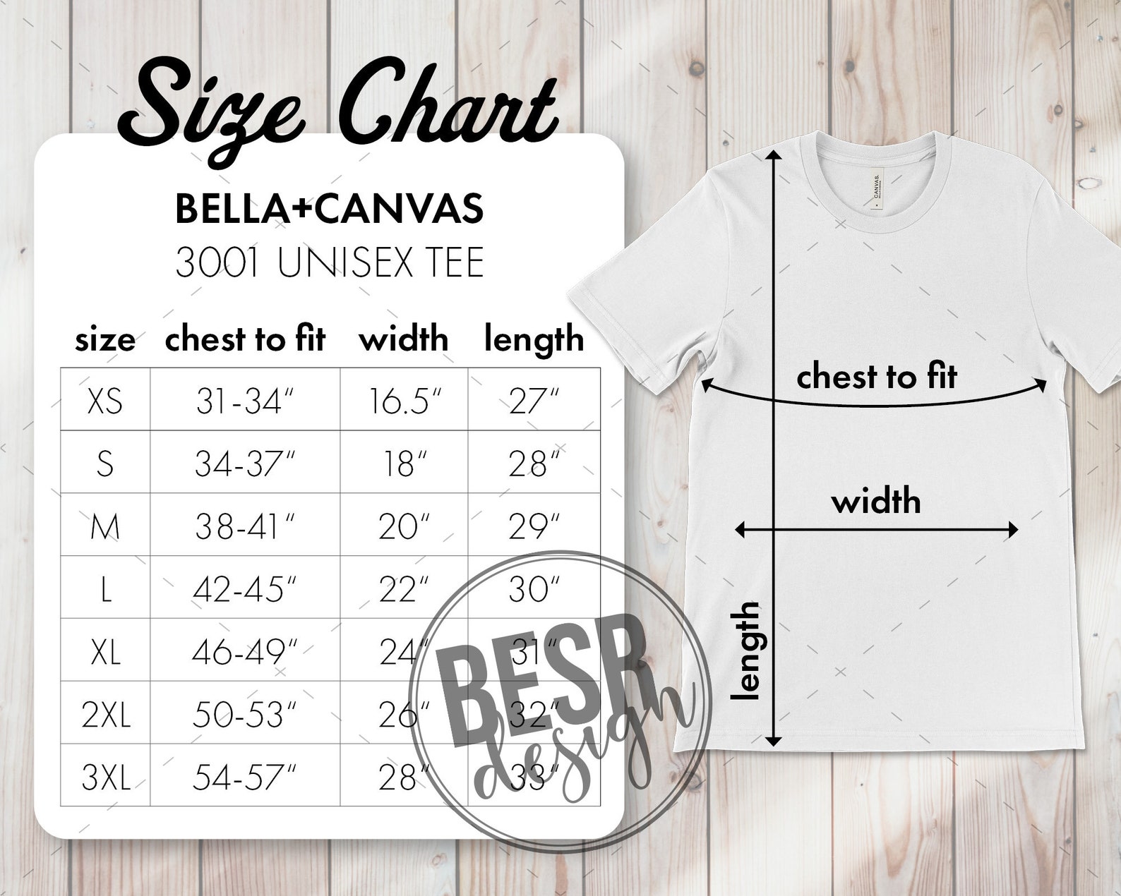 Bella And Canvas Size Chart