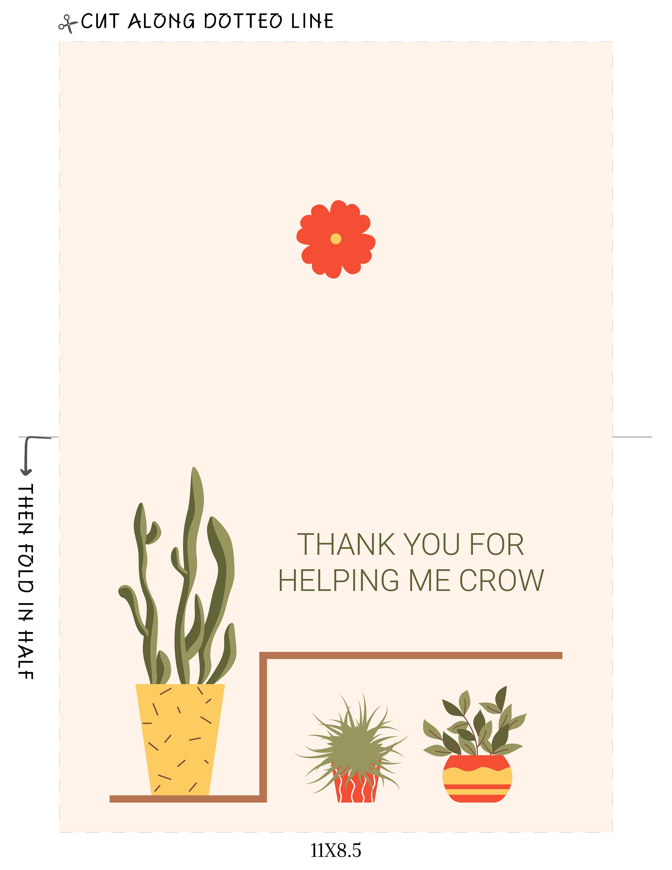 Plant Thank You Card Thank You Card Printable appreciation Etsy