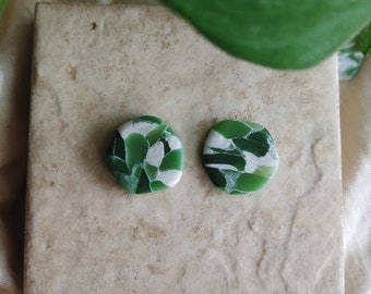 Polymer Clay Earrings | Unique and lightweight | Luxurious | Stylish | Jade effect | One of a kind
