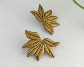 Golden Polymer Clay Earrings | Unique and lightweight | Luxurious | Stylish