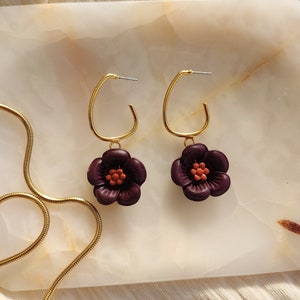 Polymer Clay Earrings Handmade Minimalistic Boho Lightweight Stylish Classy Flower zdjęcie 7