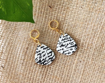 Polymer Clay Earrings | Handmade | Minimalistic | Lightweight | Stylish | Black n' White | Romantic