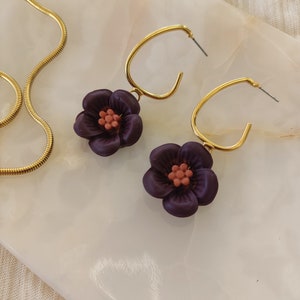 Polymer Clay Earrings Handmade Minimalistic Boho Lightweight Stylish Classy Flower zdjęcie 4