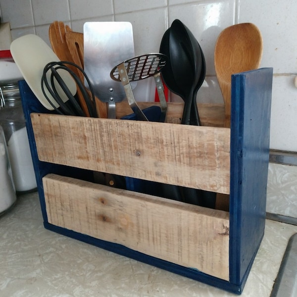 Kitchen Utensils box. Reclaimed lumber