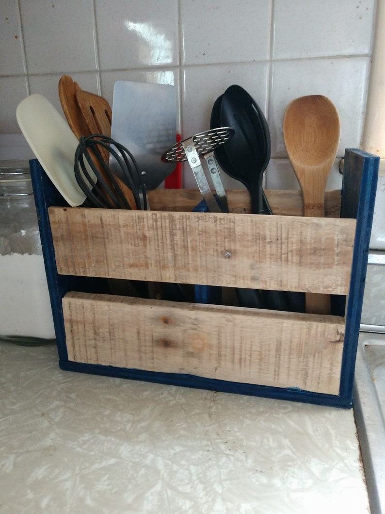 Kitchen Utensils Box. Reclaimed Lumber Etsy