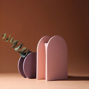 Modern Ceramic Pink Arched Vase, Home Decor, Ceramic Vase, Modern Vase, Pink Vase