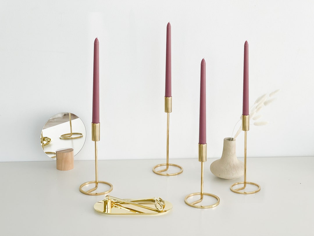 Dark Purple Taper Candles Mauve Taper Candle Scented Etsy