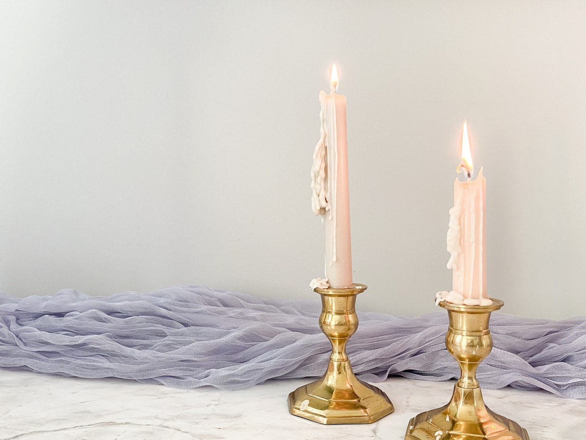 Peach Taper Candles Scented Candles Taper Candles Vintage Etsy