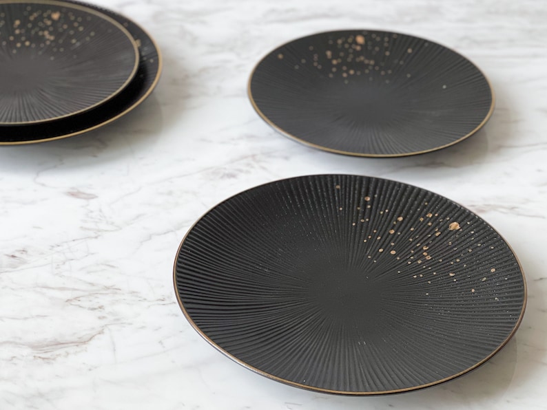 Black & Gold Dinner Plates Dinner Plates Black Plates Black Etsy