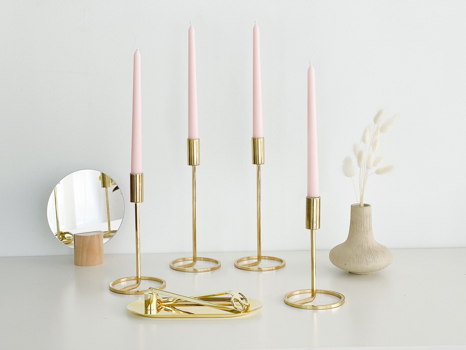 Pink Taper Candles Peach Taper Candles Pastel Candle Candle Etsy