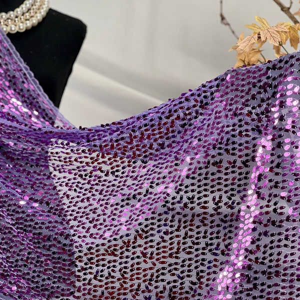 LAVENDER PURPLE Tassel Sequin Scarf 25"x70". Glittering Mesh Scarf, Mesh Sequin Wedding Cape Fringed Evening Shawl, Bling Elegant Wrap