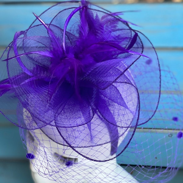 Elegant Vintage Purple Tea Hat Large 10", Women's Tea Party Hat, Church Hat, Kentucky Derby Hat, Fancy Hat, Wedding Hat, With Clip