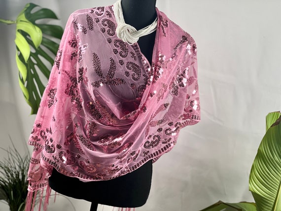 Pink sheer shawl sales