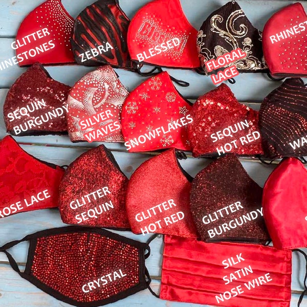 Red Glitter Mask Etsy